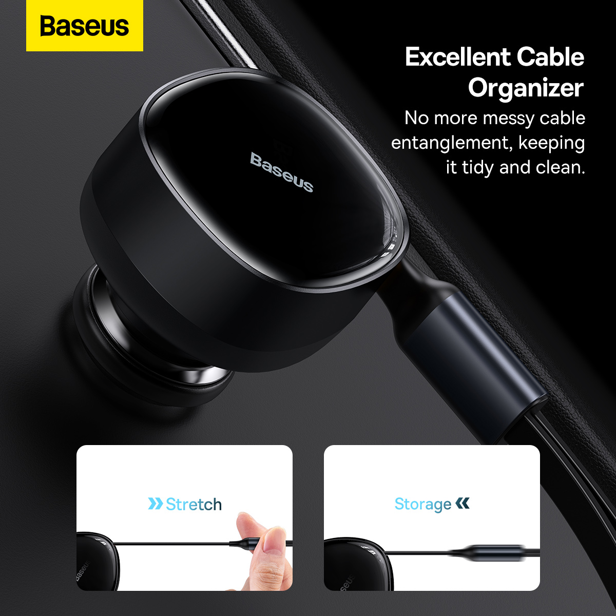 Автомобильное зарядное Baseus Enjoyment Retractable 2-in-1+C 33W Black (C00035500111-00)