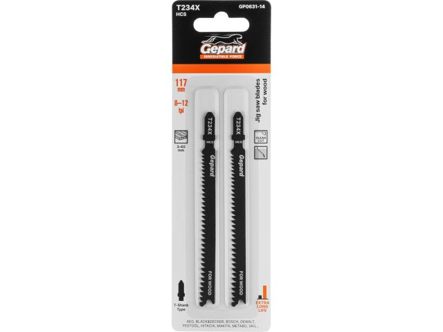 Пилка лобз. по дереву T234X (2 шт.) GEPARD (пропил прямой, тонкий, аккуратный и чистый рез)