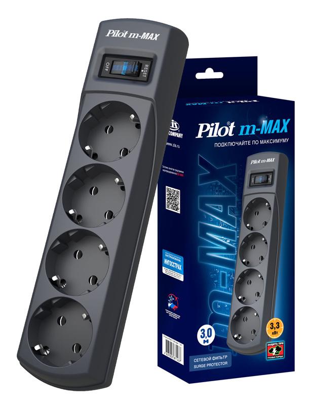 Сетевой фильтр ZIS Pilot m Max 4 euro outlets 3m Black