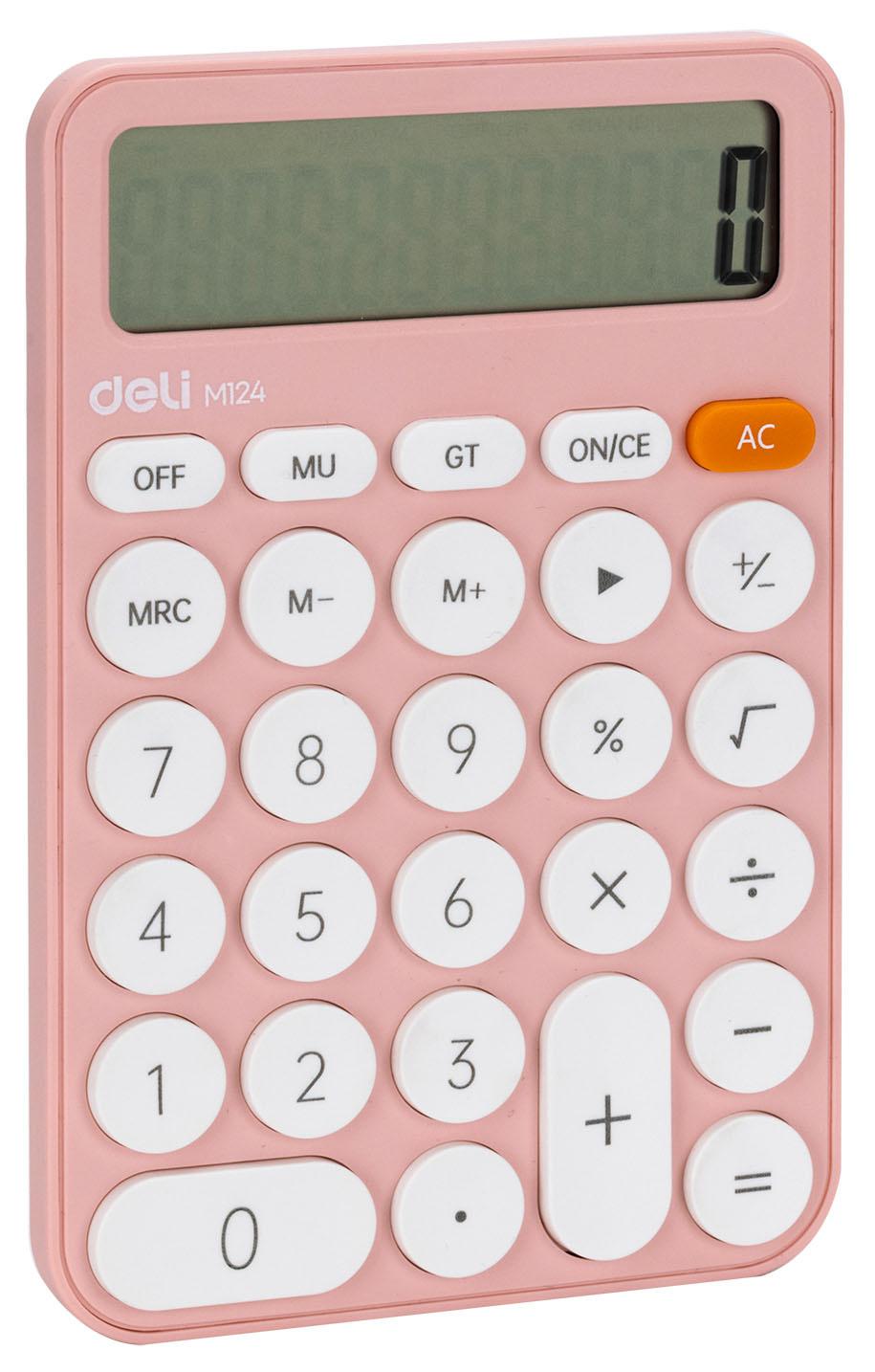 Калькулятор Deli EM124PINK розовый