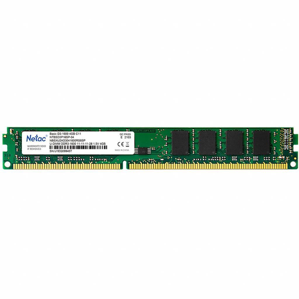 Оперативная память Netac Basic 4GB DDR3 PC3-12800 (NTBSD3P16SP-04)