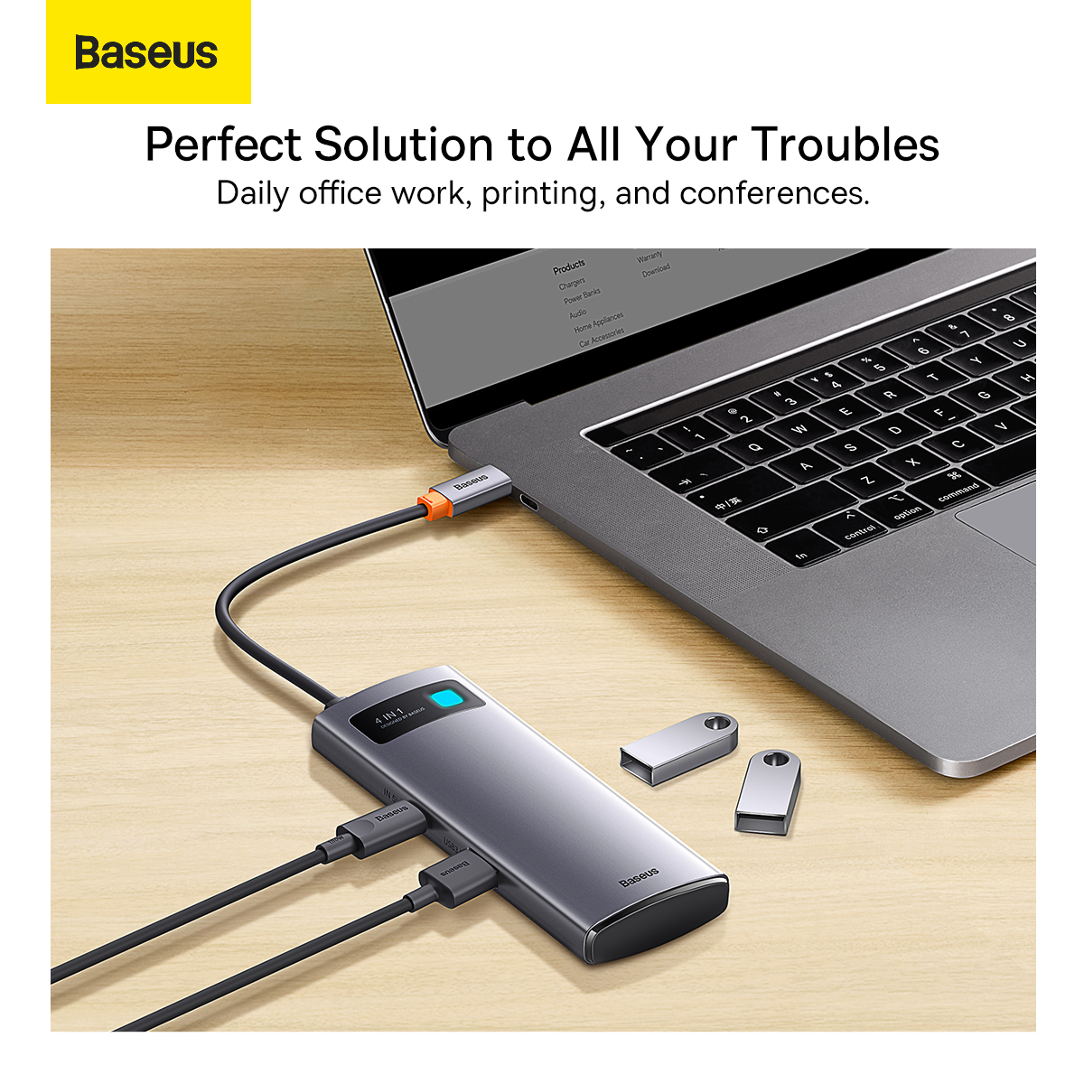 Док-станция Baseus Metal Gleam Series 4-in-1 (WKWG070013)