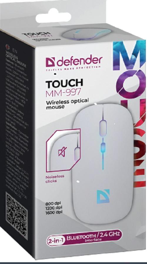 Мышь Defender Touch MM-997 белый (52998)