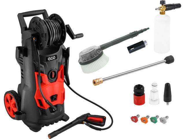 Очиститель высокого давления ECO HPW-2027RSW (2.70 кВт, 200 бар, 560 л/ч, самовсас., асинхр. мотор с водяным охлажд., барабан для шланга, щётка)