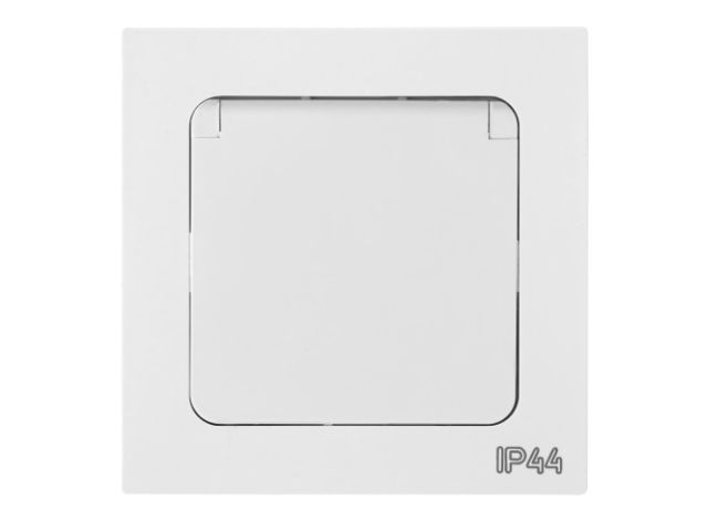 Розетка 1-ая с з/к крышкой (скрытая, с/з, брызг. защ.) белая, Astrum, BYLECTRICA