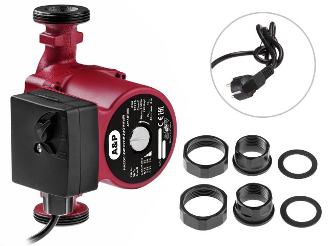 Насос циркуляционный Titan-RS25-60-180, A&P (55-100 Вт, 3300 л/ч, 6 м, для отопления)
