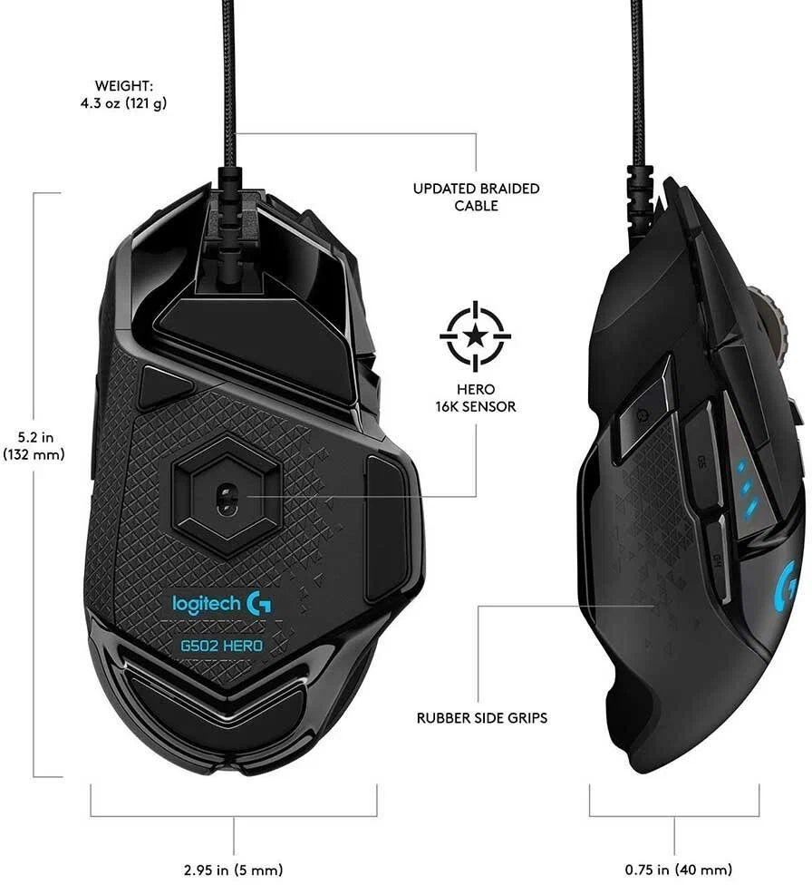 Мышь Logitech G502 Hero черный (910-005474)