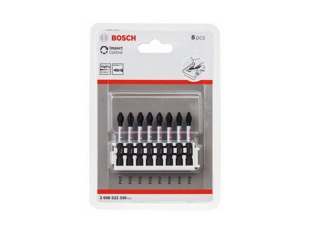 Насадка (бита) крестообразная PH2 50 мм BOSCH ударная торсионная в розничн. упак. ( 8 шт.) ( посадочн. шестигранник 1/4 ")
