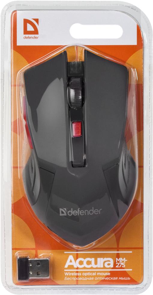 Мышь Defender Accura MM-275 черный/красный (52276)