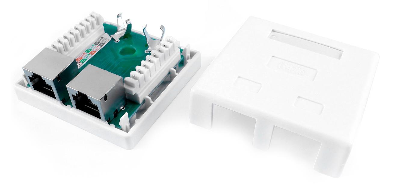 Розетка компьютерная Hyperline SB1-2-8P8C-C6-SH-WH