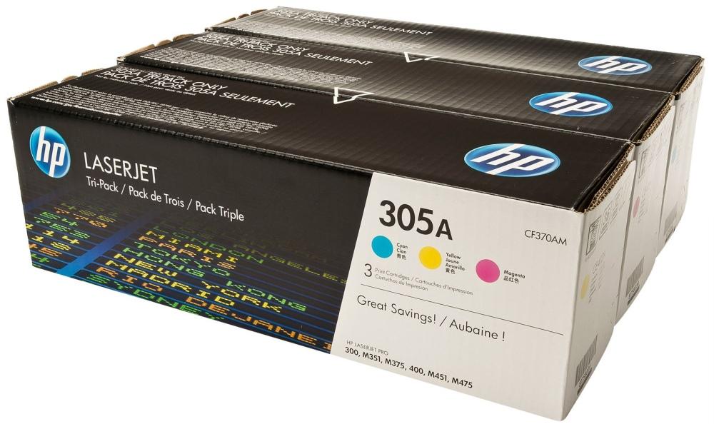 Тонер-картридж HP 305A голубой/желтый/пурпурный (CF370AM)