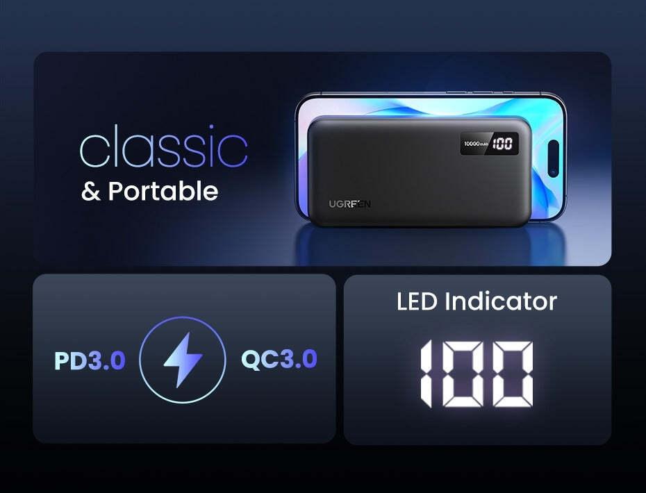 Портативное зарядное устройство Ugreen PB311 Black (25742)