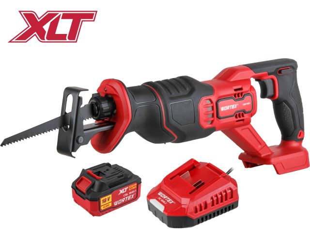 Аккум. сабельная пила WORTEX CSR 1118-1 в кор. ALL1 XLT SET 18В, 4 Ач акб, дер. 110 мм (18 В, 4 Ач акб, зу, дерево до 110 мм, металл до 6 мм, пластик