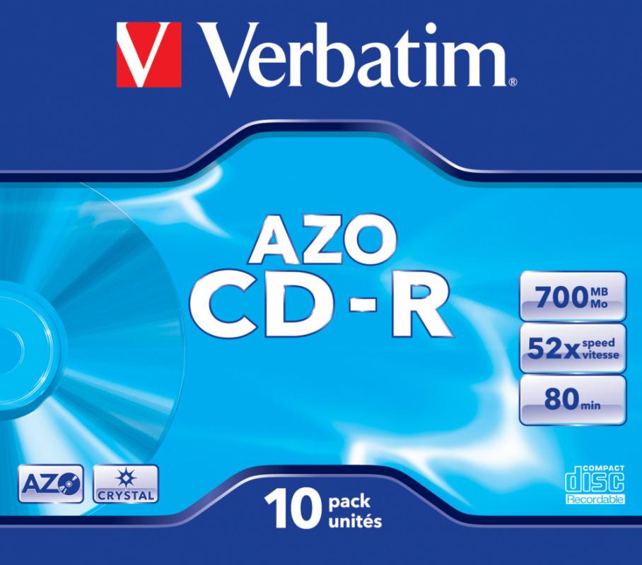 CD-R диск Verbatim AZO Crystal Jewel Case 10шт (43327)