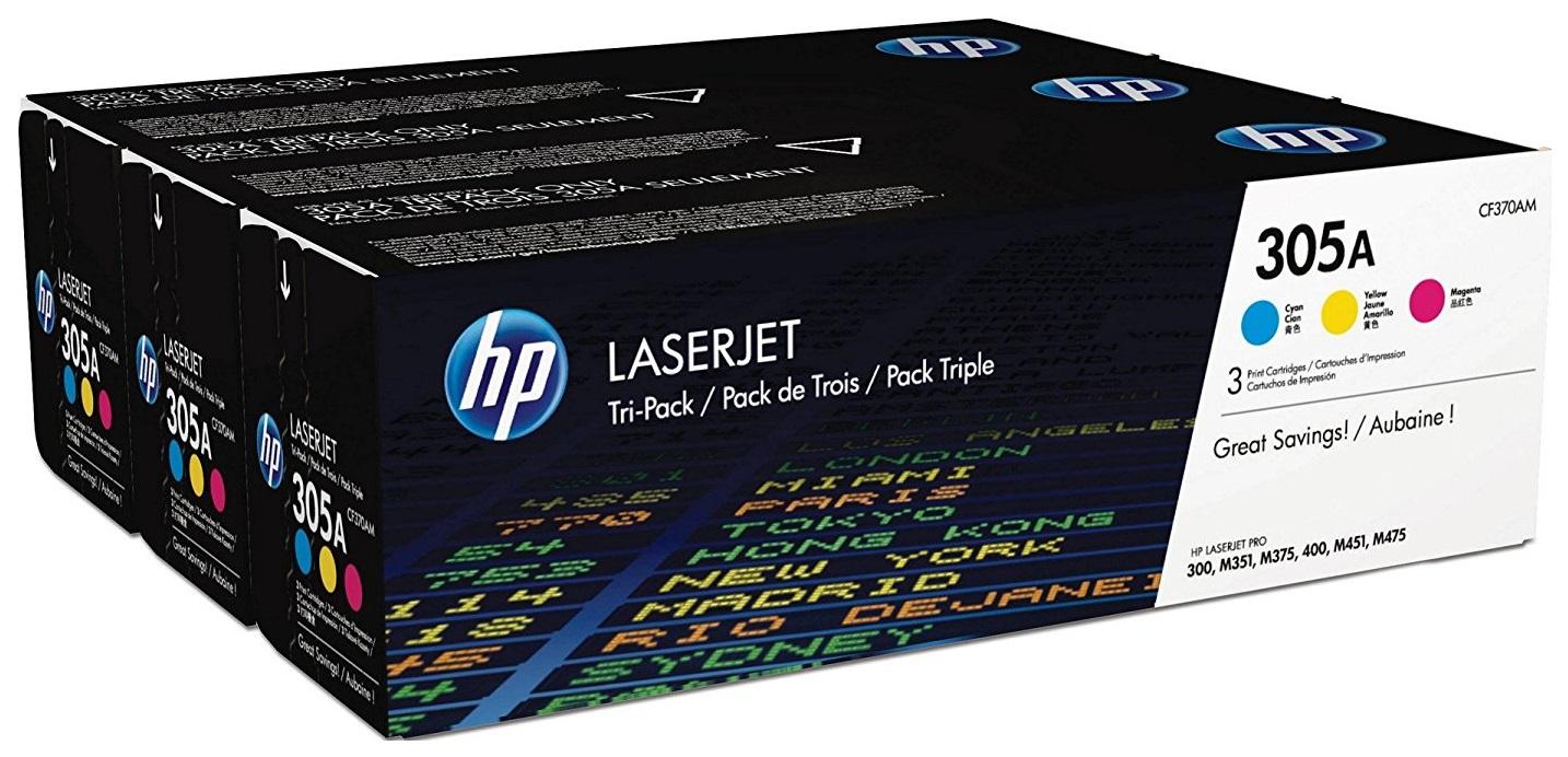 Тонер-картридж HP 305A голубой/желтый/пурпурный (CF370AM)