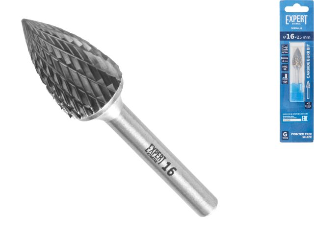 Борфреза твердосплавная тип G 16x25мм EXPERT STARTUL (параболическая заостренная, по металлу)