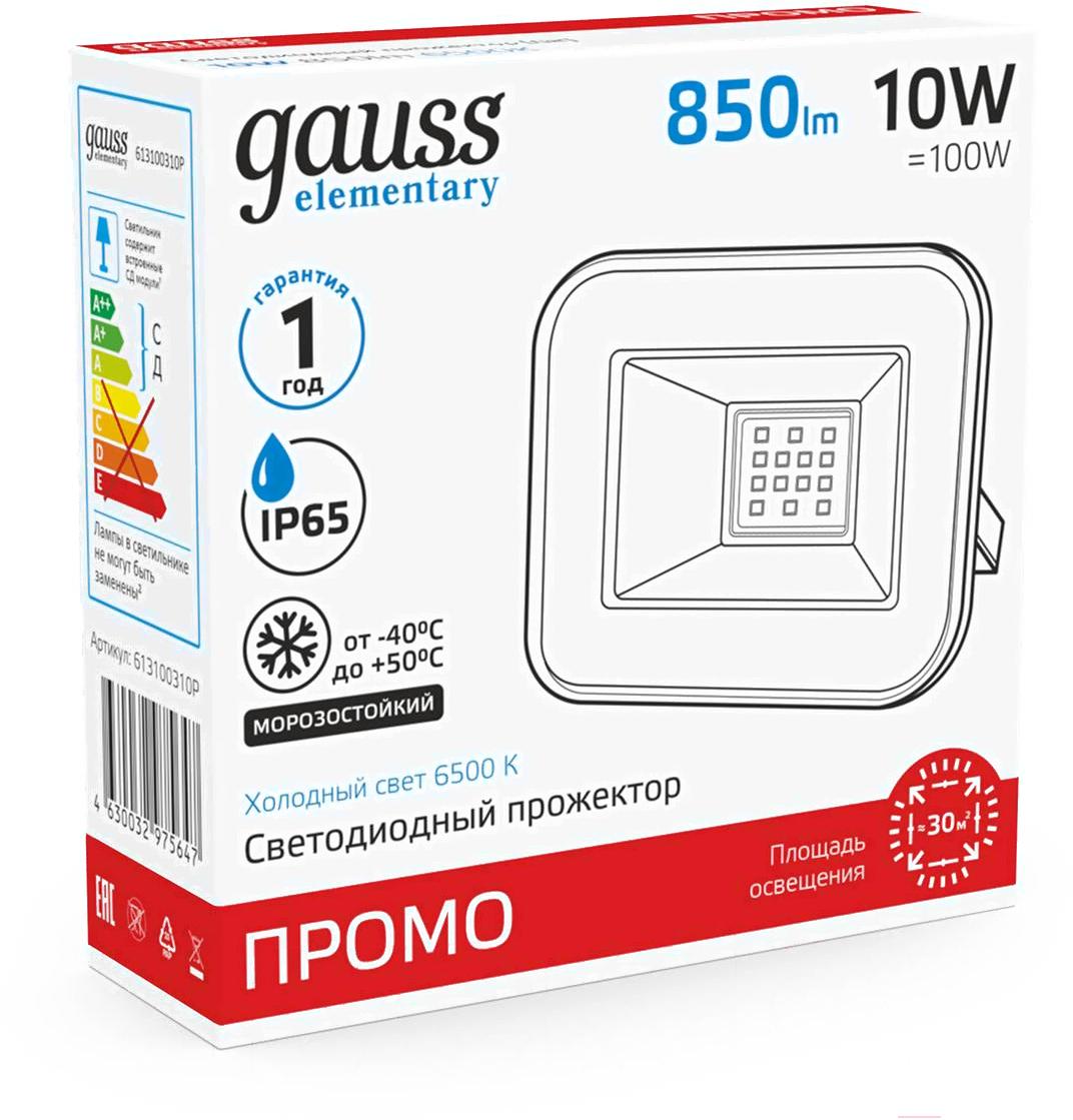 Прожектор уличный Gauss Elementary 613100310P черный