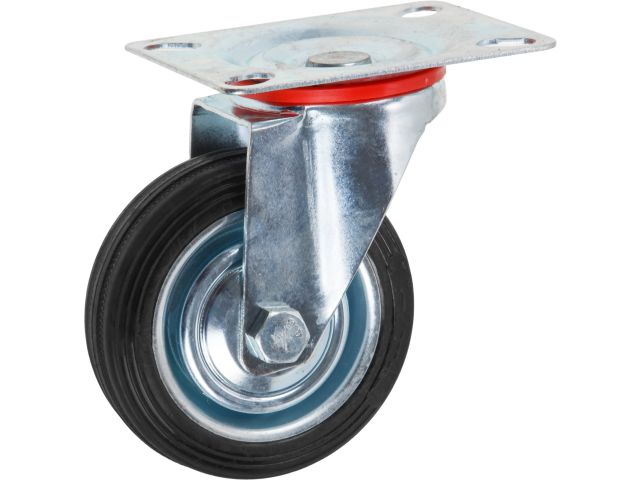 Опора колёсная d-75мм на площадке без фиксатора, резиновая STARFIX