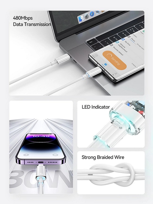 Кабель Usams US-SJ659 1.2м White (SJ659USB02)