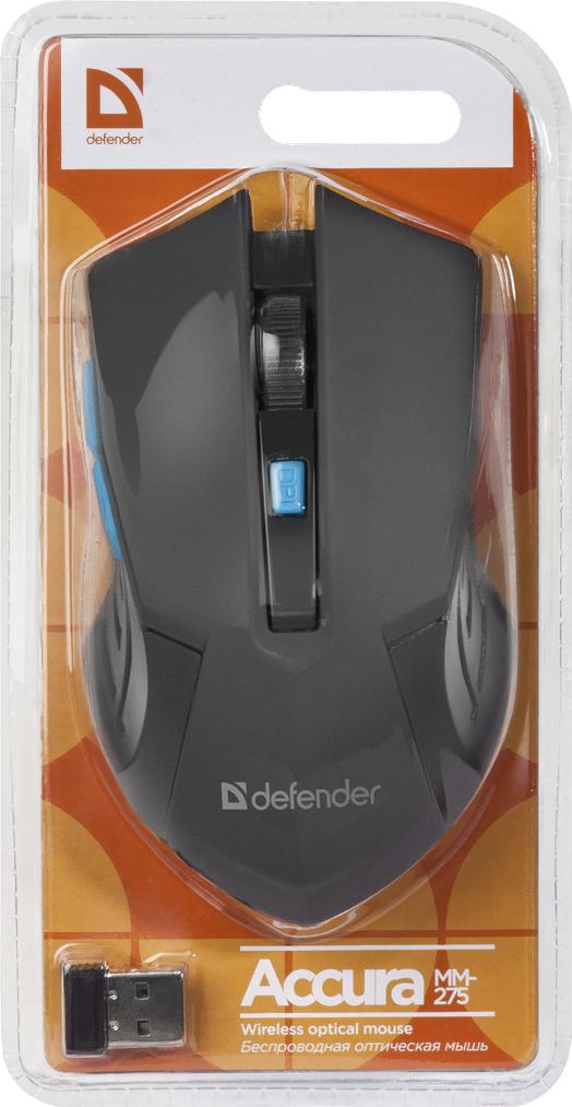 Мышь Defender Accura MM-275 черный/синий (52275)