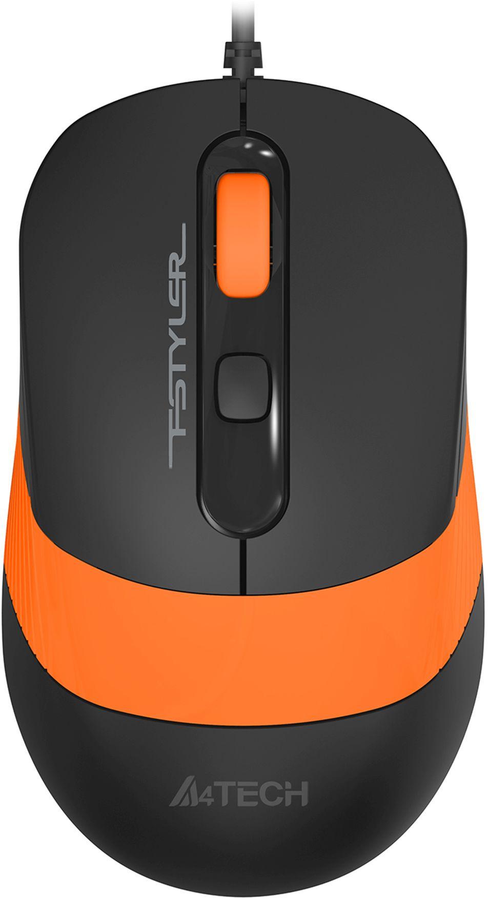 Мышь A4Tech Fstyler FM10S черный/оранжевый