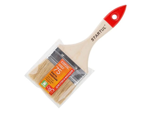 Кисть плоская 3"-75мм STARTUL STANDART+ (покраска стен и фасадов, флейцевая малярная, все типы ЛКМ, удлиненная щетина, утолщенная рукоять)