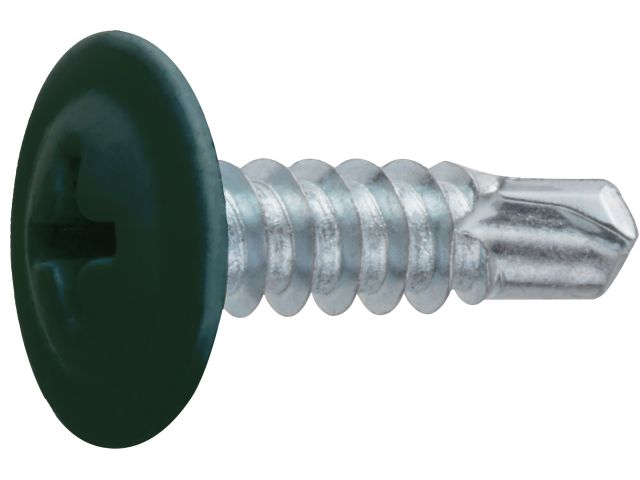 Саморез 4.2х16 мм с прессшайбой, цинк, со сверлом, RAL 6005 (14000 шт в коробе) STARFIX ( цвет зеленый мох)