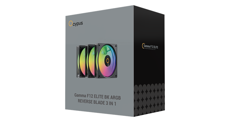 Комплект вентиляторов для корпуса Ocypus Gamma F12 Elite BK ARGB Reverse Blade 3 IN 1 Black (Gamma-F12-BK3AM01E-GL)