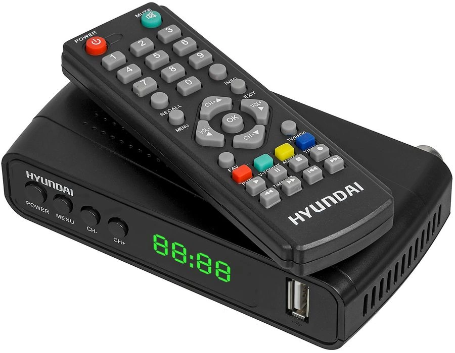 Ресивер DVB-T2 Hyundai H-DVB520 c WiFi-адаптеом черный (H-DVB520WA)