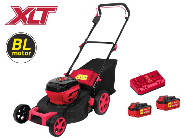 Газонокосилка аккумуляторная WORTEX CLM 4536 в кор. XLT SET БЕСЩЁТ.ДВИГ., 18В+18В, шир.460 мм (2х4 Ач акб, 460 мм, выс. 30-75 мм, дека сталь, травосбо