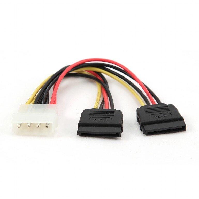 Кабель SATA Cablexpert CC-SATA-PSY P15см, molex 4pin/2x sata15pin, на 2 устр., пакет