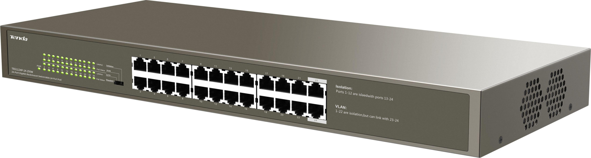 Коммутатор Tenda TEG1124P-24-250W