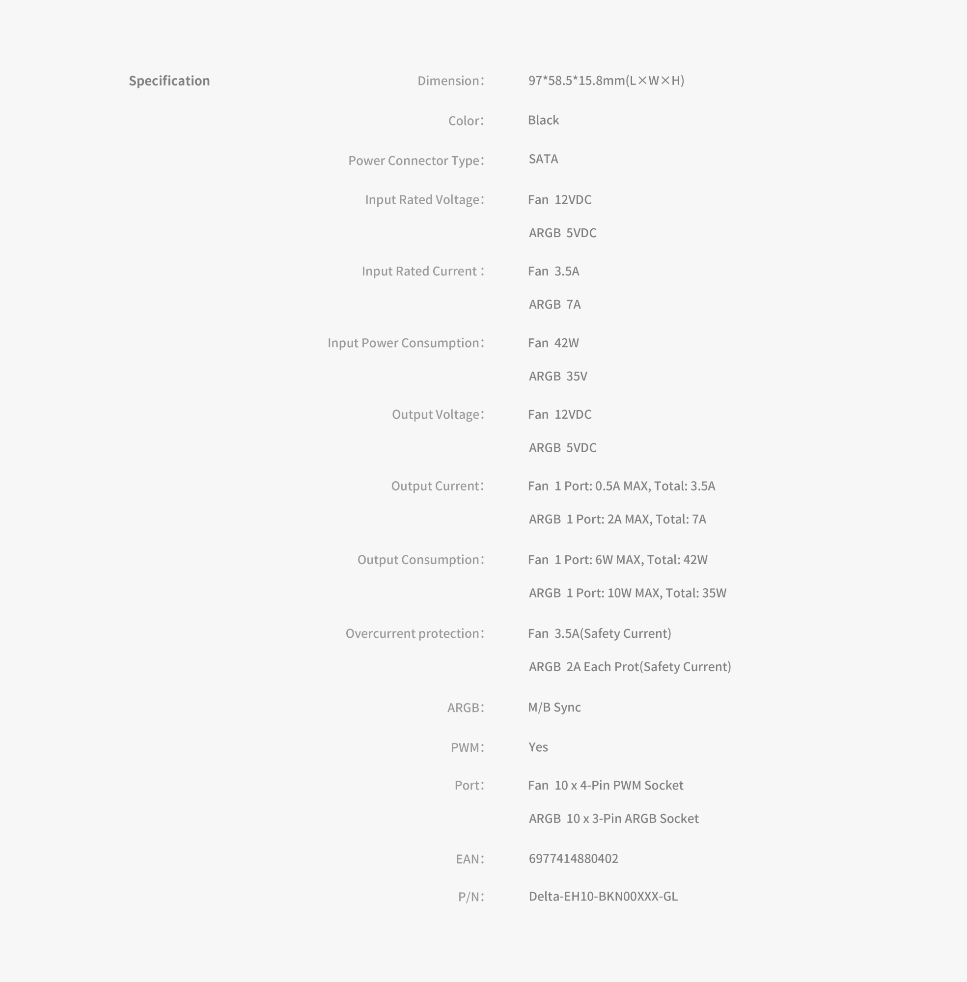 Контроллер подсветки для корпуса Ocypus Delta EH10 BK (Delta-EH10-BKN00XXX-GL)