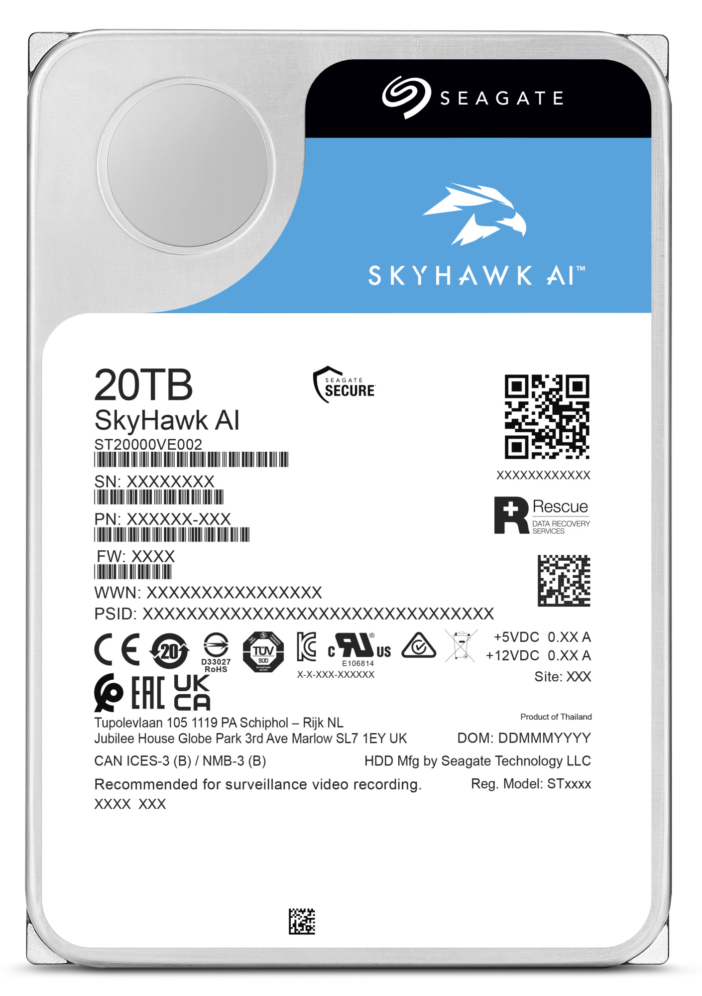 Жесткий диск Seagate SkyHawk AI 20TB (ST20000VE002)